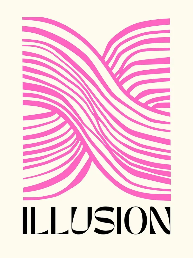 Linee di illusione rosa poster con telaio in legno da Leon B Feierabend