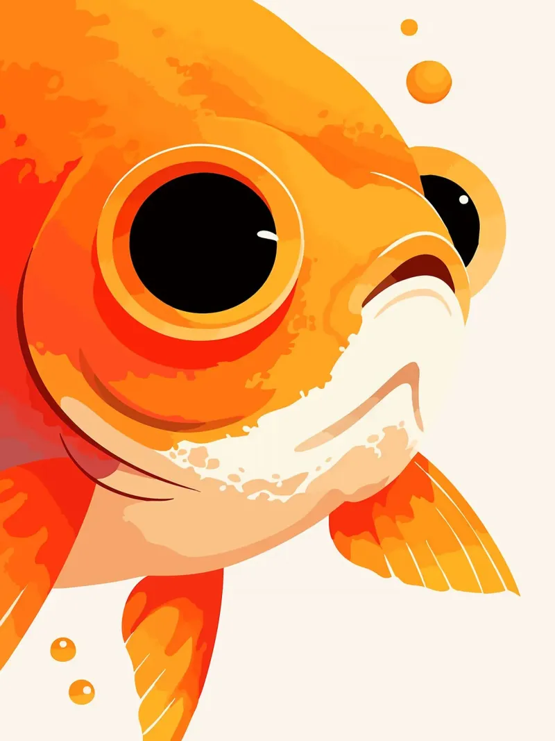 Funny Orange Goldfish Face Pop Art Illustration canvas with Floater frame by Leon B Feierabend