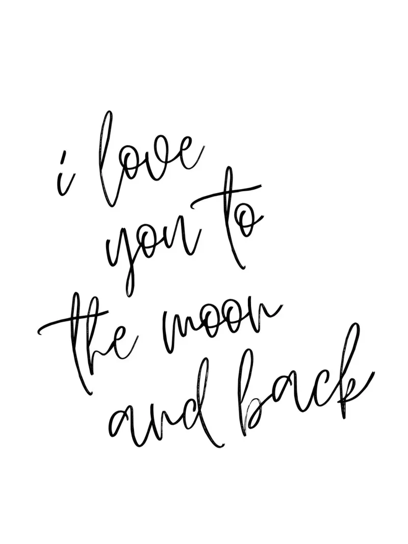 I love you to the moon and back poster con telaio in alluminio da PinkCandyWalls