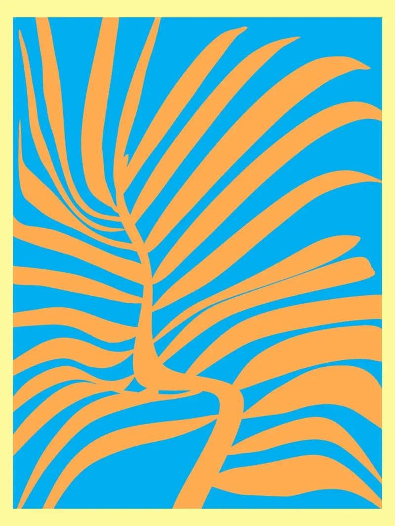 Palm leaf pop out canvas with Floater frame by Little Dean