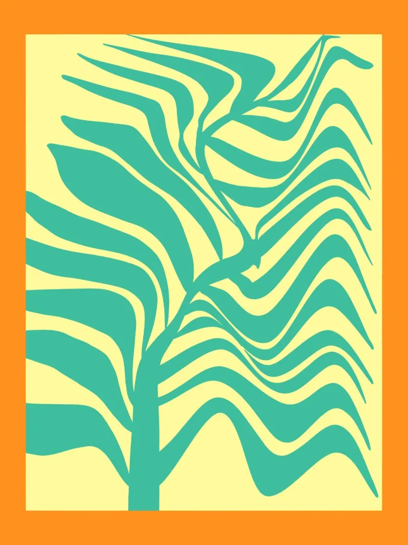 Palm leaf pop out 02 canvas with Floater frame by Little Dean