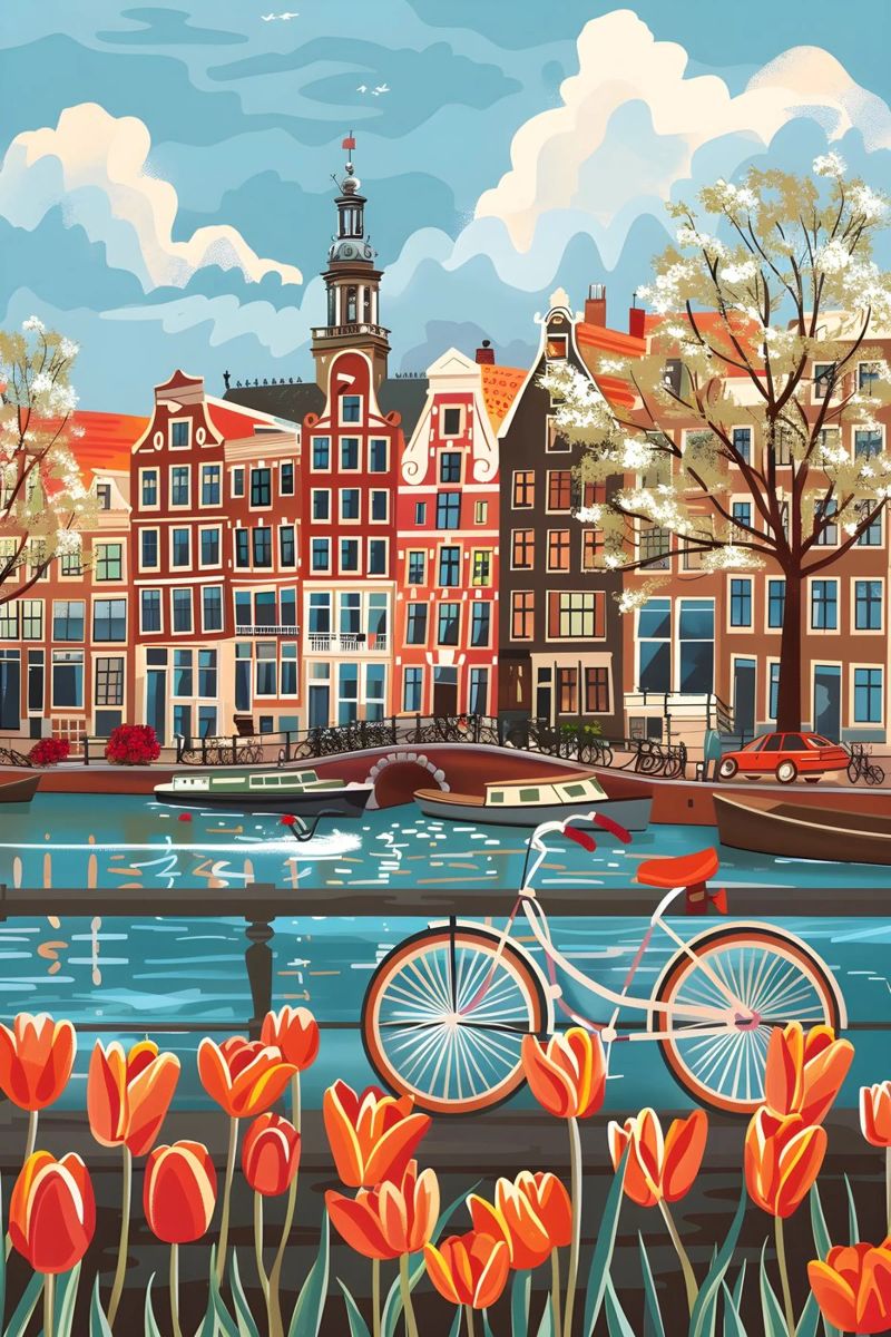 Amsterdam Netherlands poster van Travelstudio