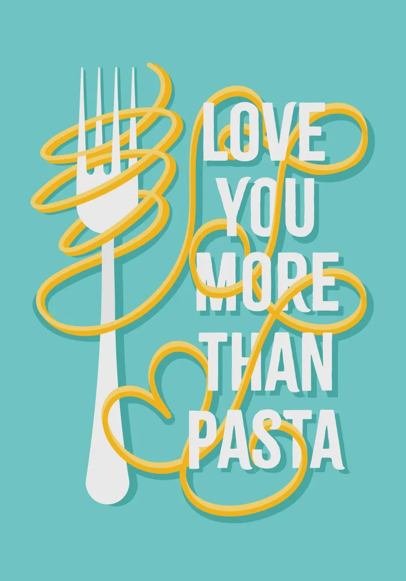 Love You More than Pasta tela con Cornice a cassetta da Ana Paniagua Design