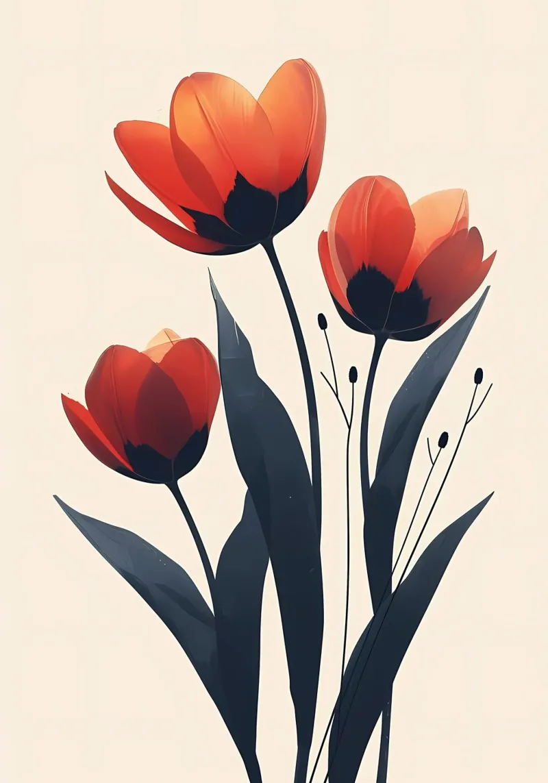Elegant Red Blooms canvas with Floater frame by Jose
