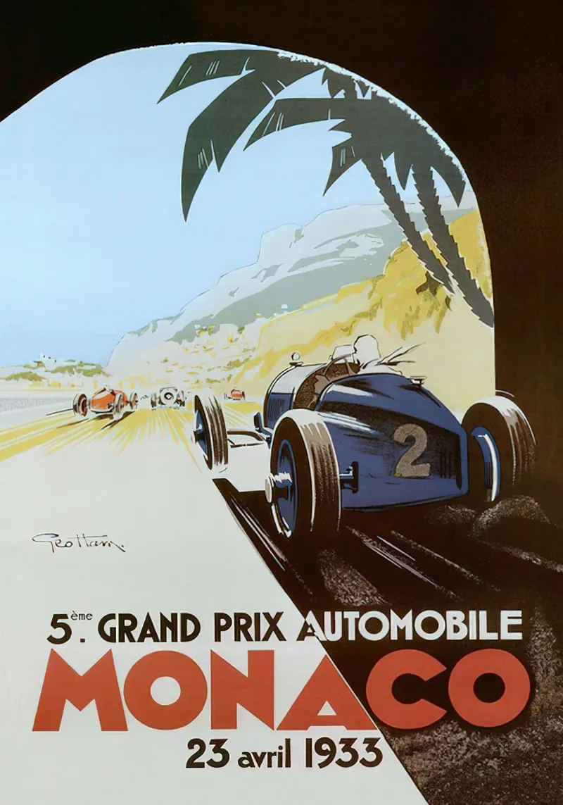 1933 Gran Premio di Monaco tela con Cornice a cassetta da hanna shop