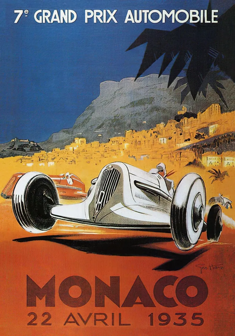 1935 Gran Premio di Monaco tela con Cornice a cassetta da hanna shop