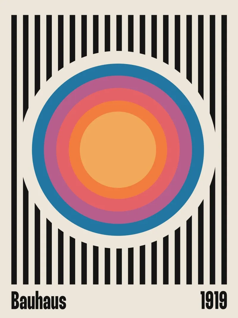 Bauhaus 1919 Stripes & Colored Circles Pattern backlit film by Paigaam Studio