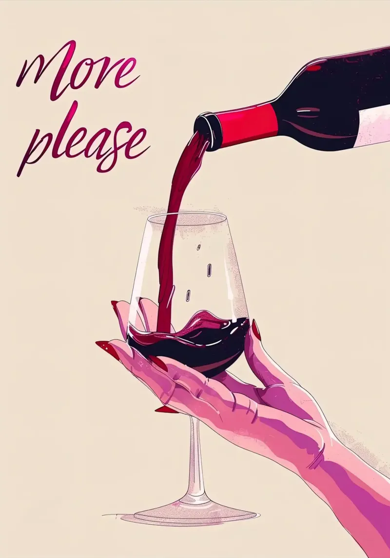 Più vino per favore poster con telaio in legno da hanna shop