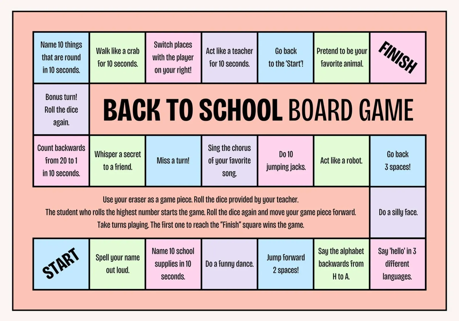 Poster del gioco da tavolo Back to School - Giochi divertenti per bambini tela con Cornice a cassetta da vintagepod