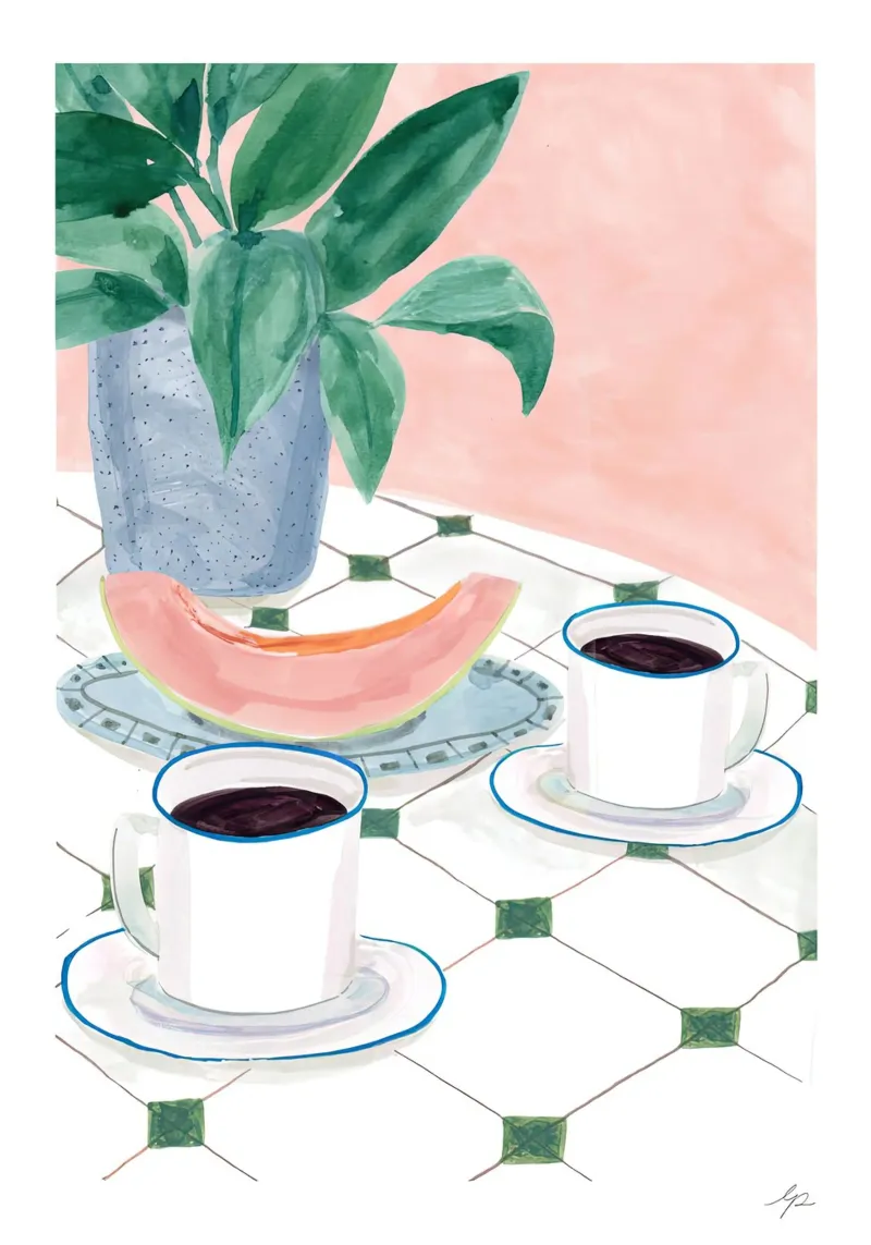 Mattine al melone poster con telaio in plastica da hanna shop