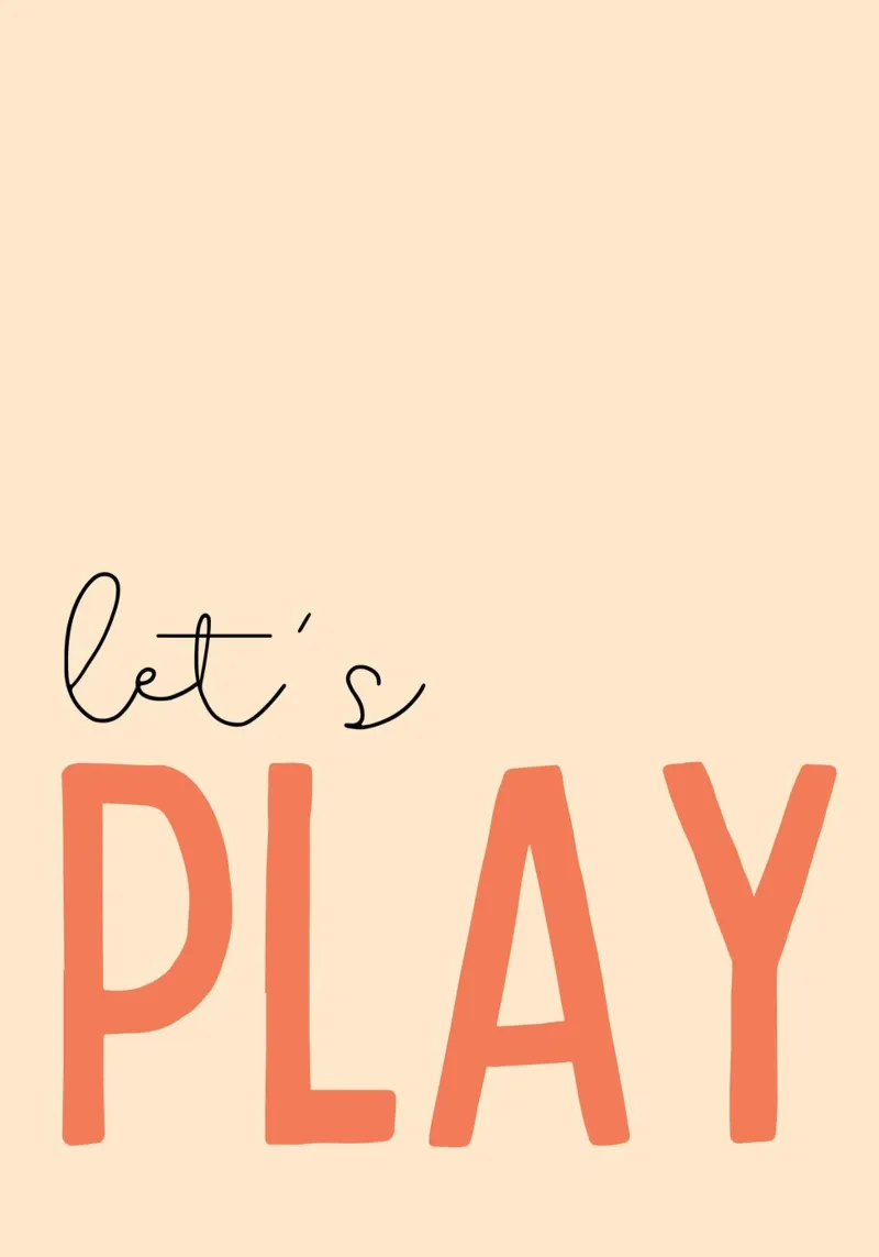 Poster minimalista per la stanza dei giochi "Let's Play" - Arte moderna tela con Cornice a cassetta da vintagepod