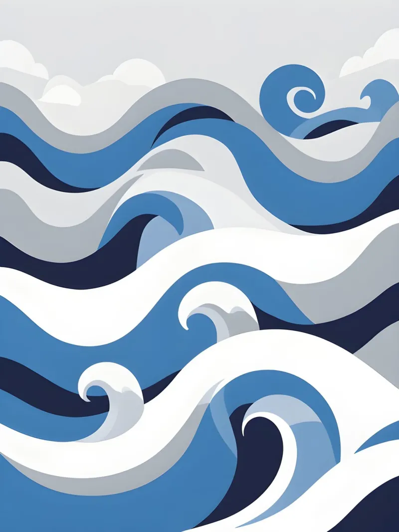 Abstract Waves canvas with Floater frame by The Green Room