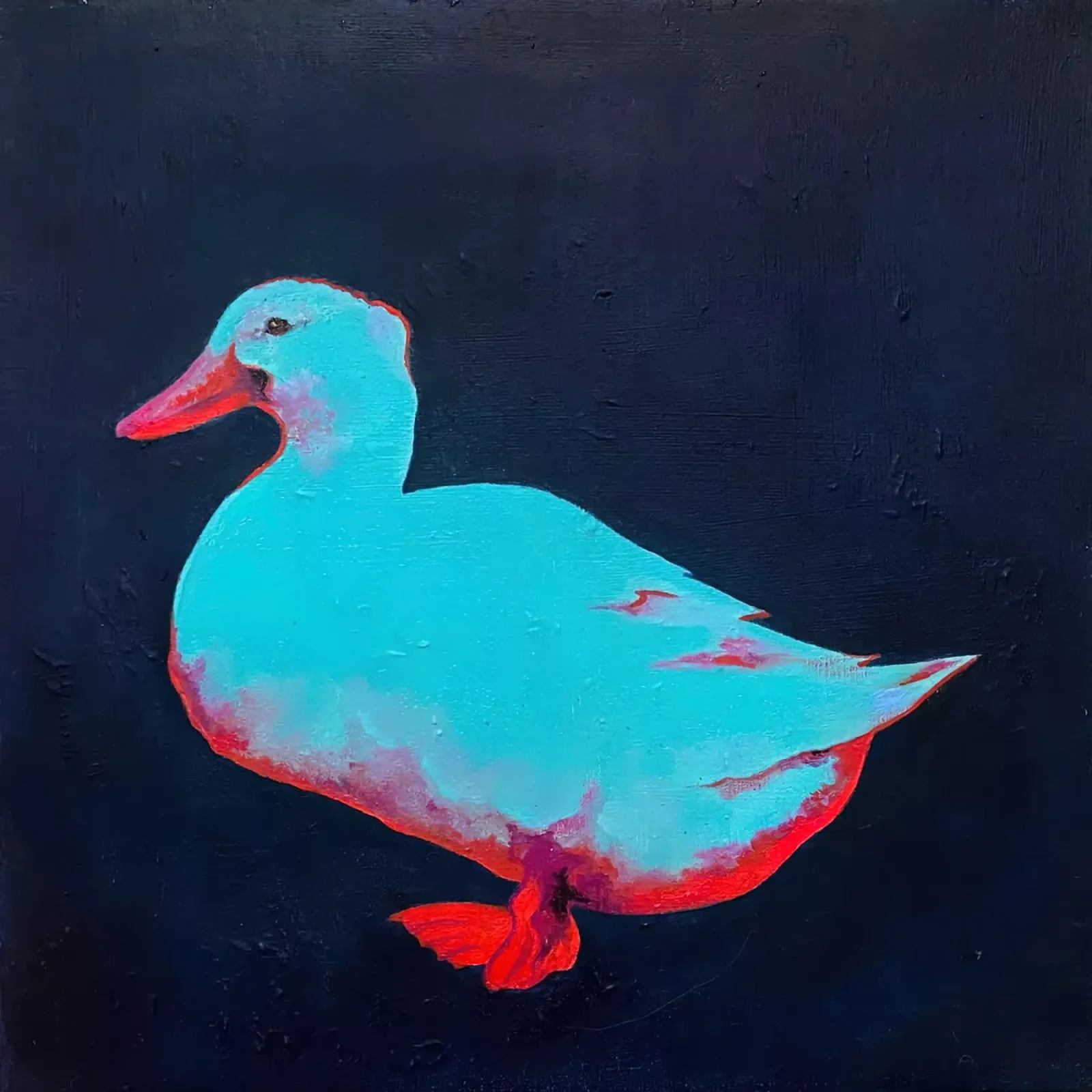 Eend neon aquablauw canvas met Baklijst van hanna shop