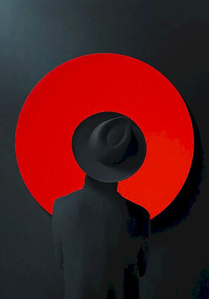 cool man in black red poster con telaio in legno da huminity