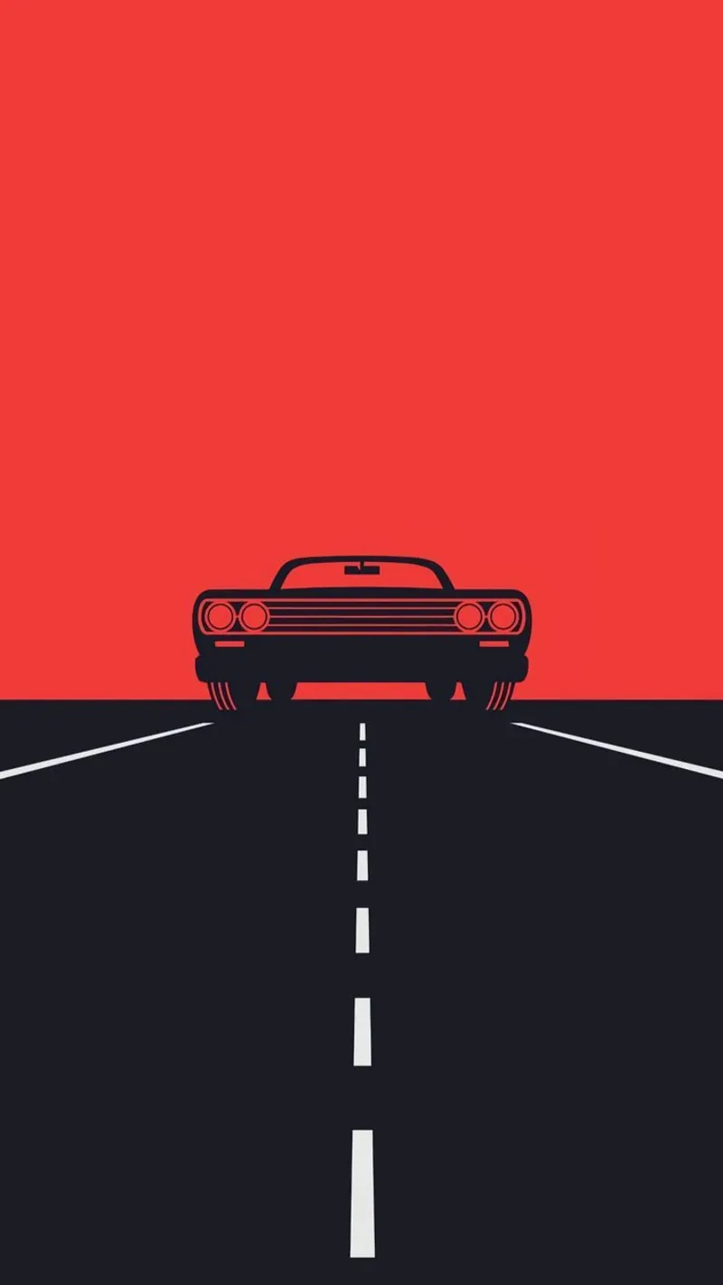 car in road way poster con telaio in legno da huminity