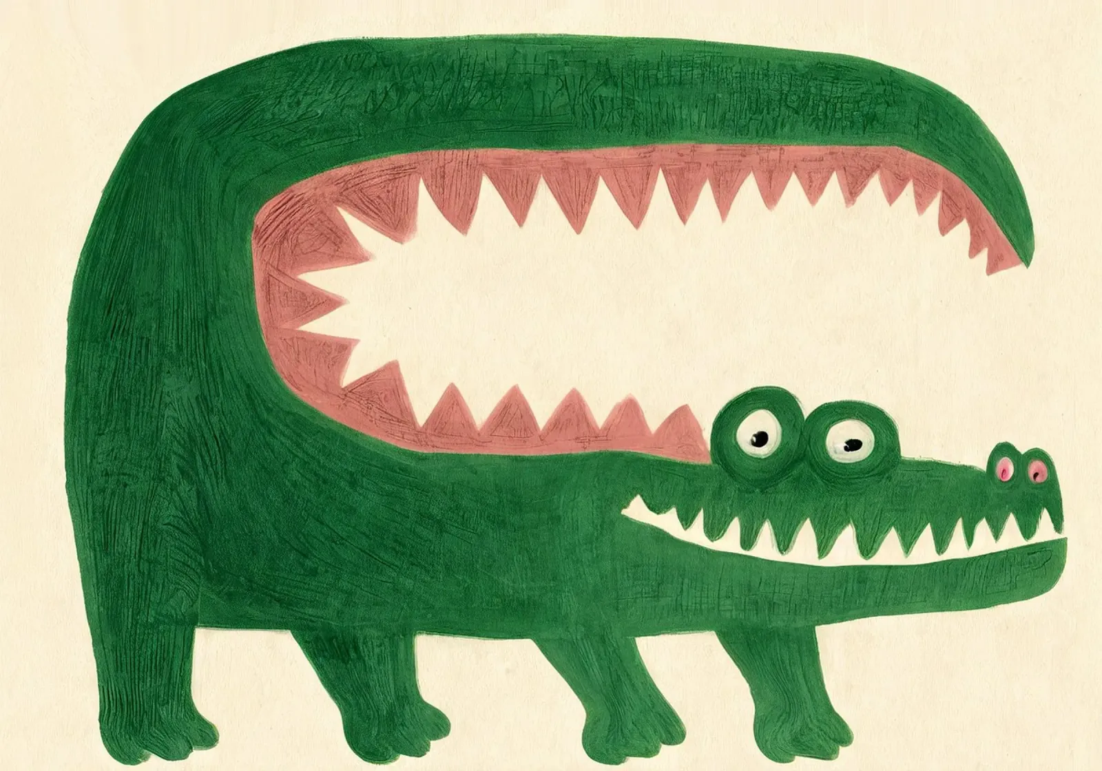 Grappige krokodil poster voor kinderen - speelse dierenillustratie canvas met Baklijst van KidzStudio