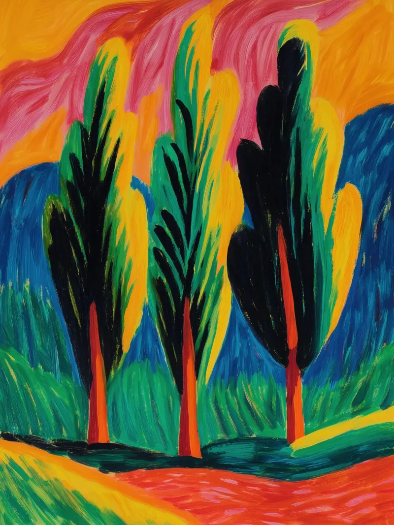 Paesaggio dell'anima | Pittura di paesaggio espressionista poster con telaio in legno da Autofocus