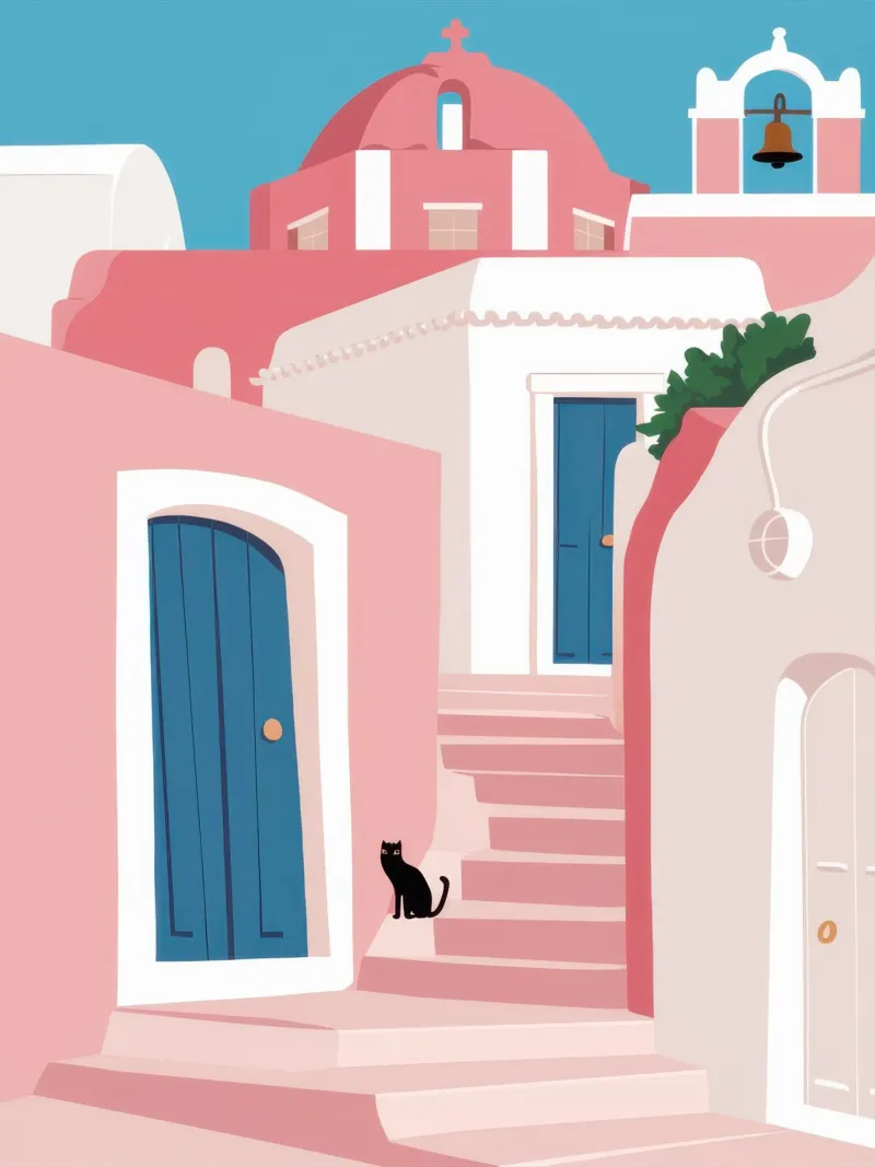 Muro rosa, gatto nero poster da Wish Studio