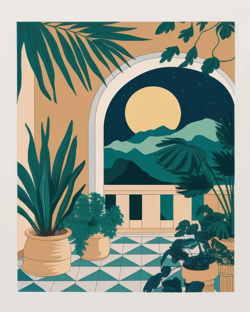 Arched Window Vista canvas with Floater frame by Moon Revolver