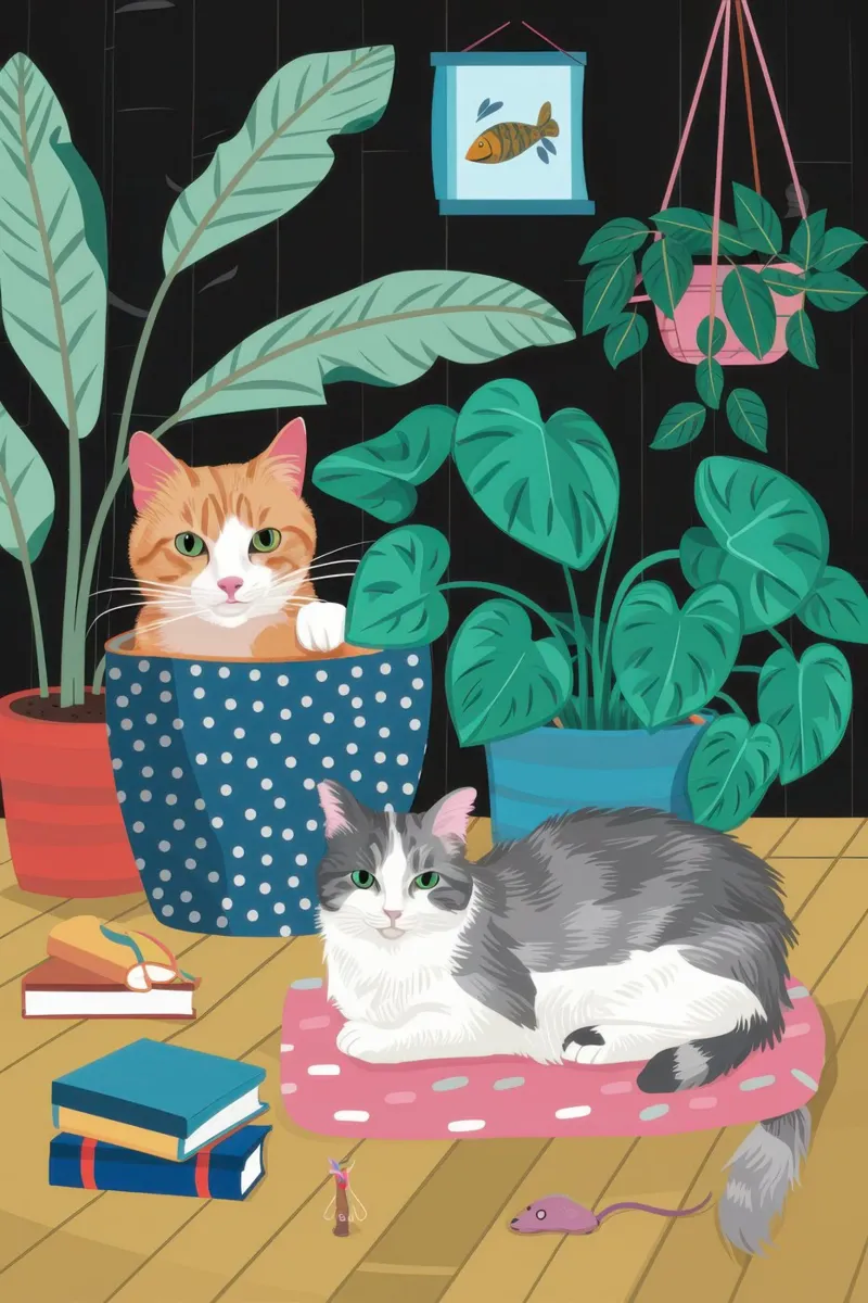 Santuario dei pisolini dei gatti poster con telaio in legno da Wish Studio