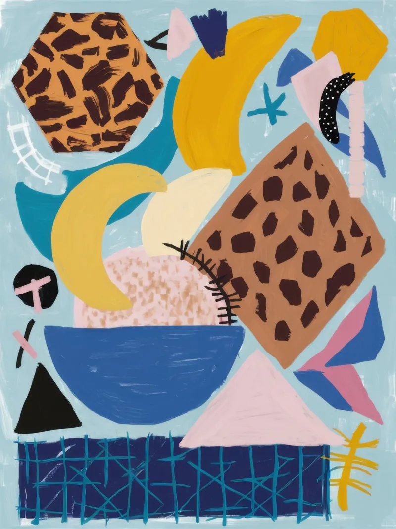 Abstract Still life Collage canvas with Floater frame by Wish Studio