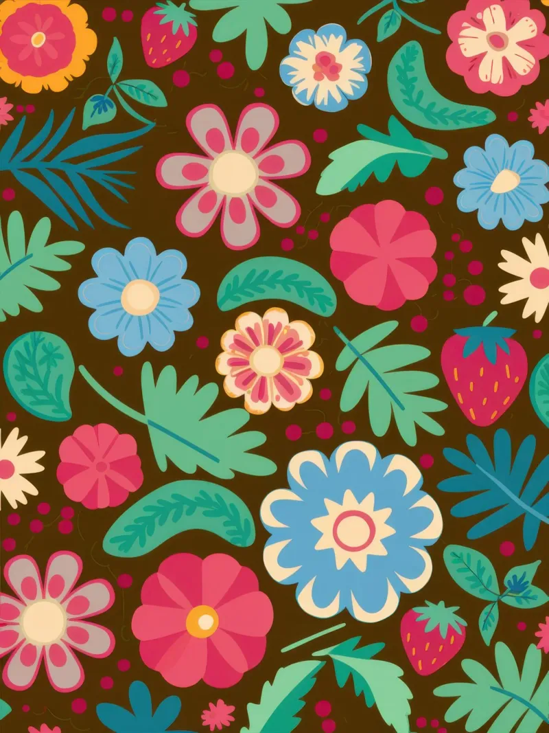 Retro Groovy Garden lienzo con Marco flotante de Echo Saber