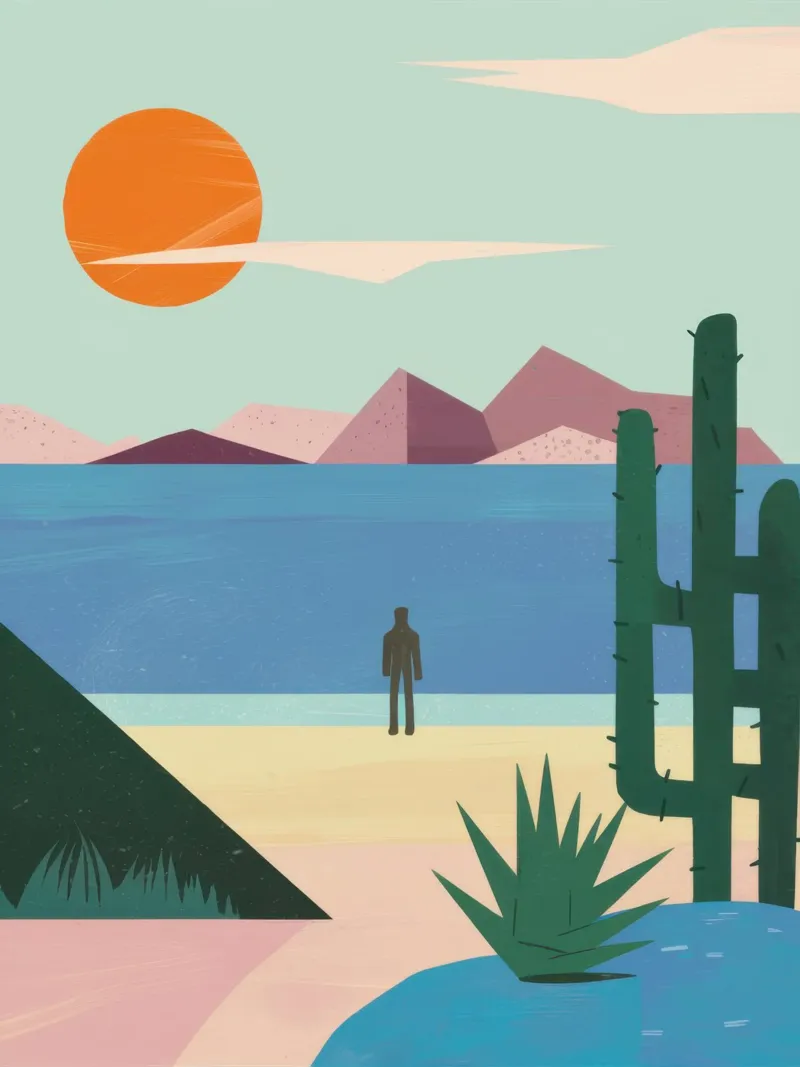 Minimalist Desert Solitude canvas with Floater frame by Moon Revolver