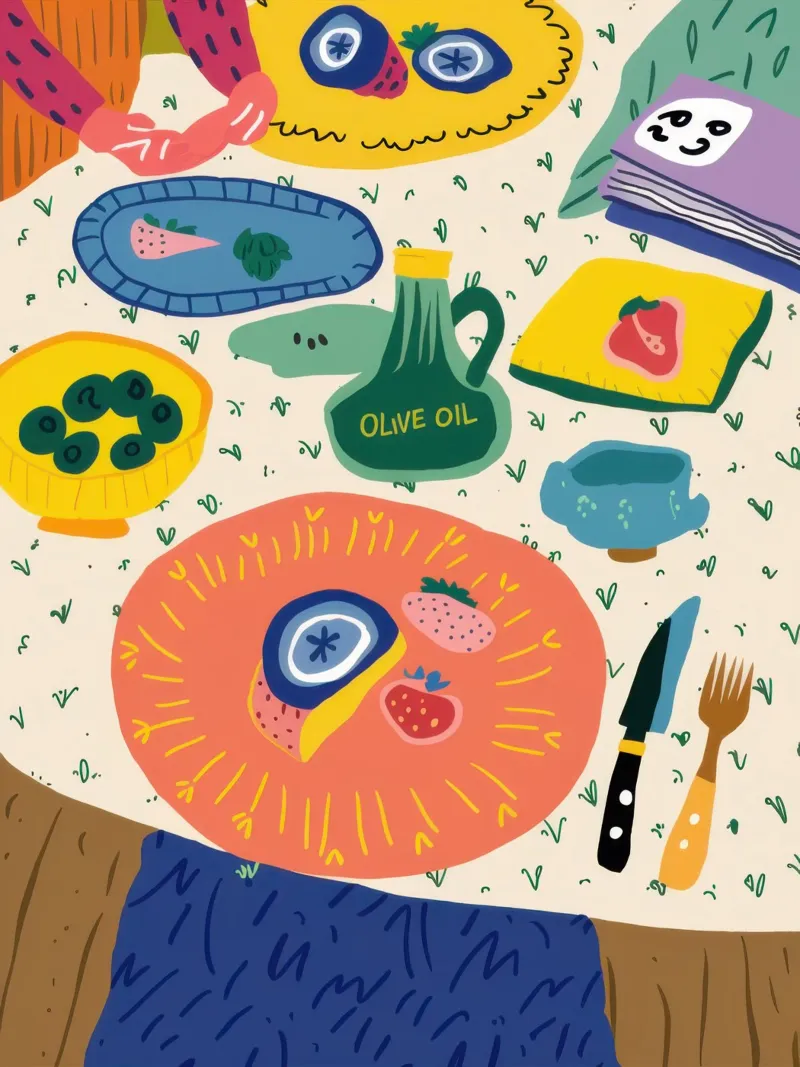 Picnic astratto sulla spiaggia poster da Sure Paint