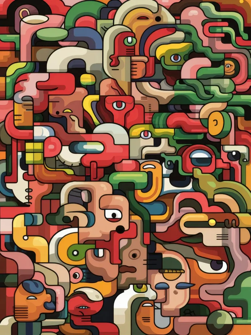 Labyrinthe abstrait complexe poster avec cadre en bois de Moon Revolver