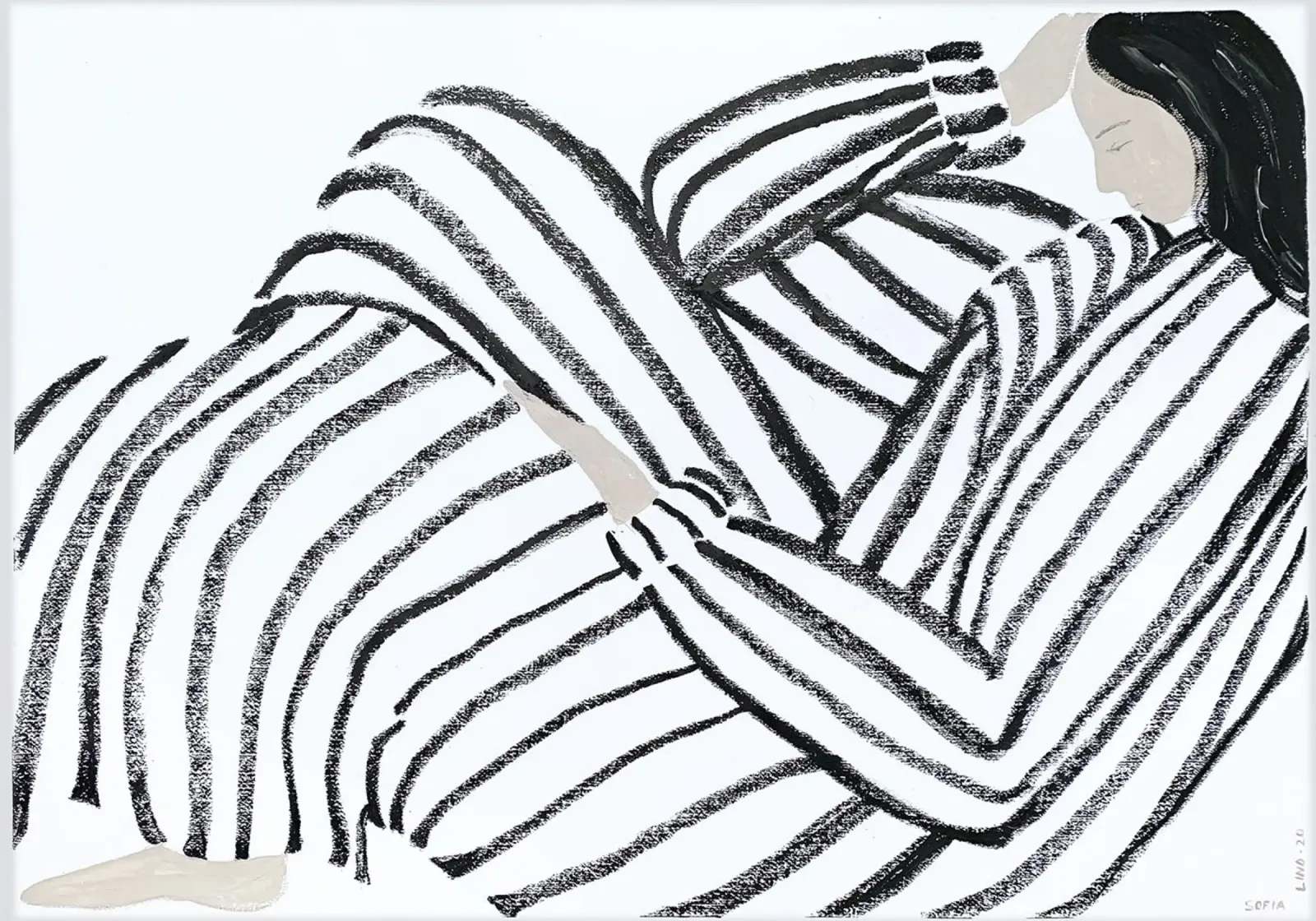 Sad Stripped lienzo con Marco flotante de Serrano Shop