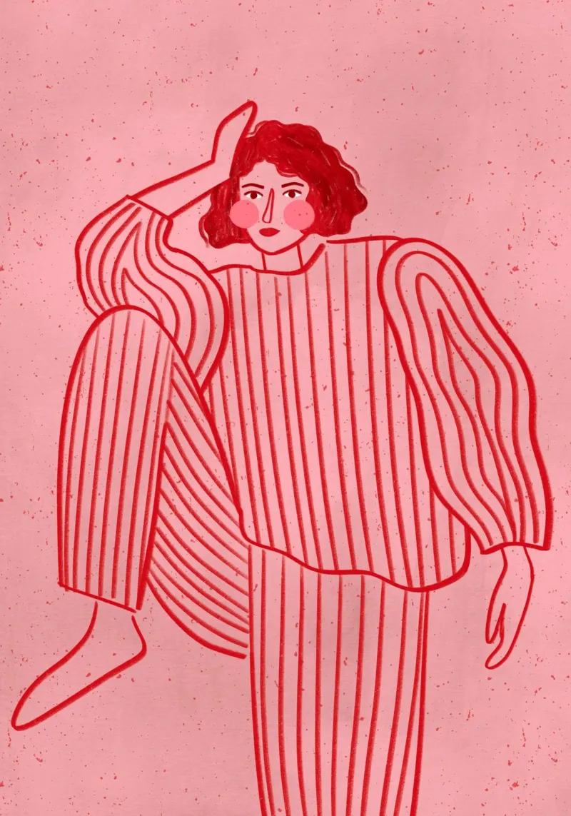 The Woman with the Striped Pyjama tela con Cornice a cassetta da Bea Mueller