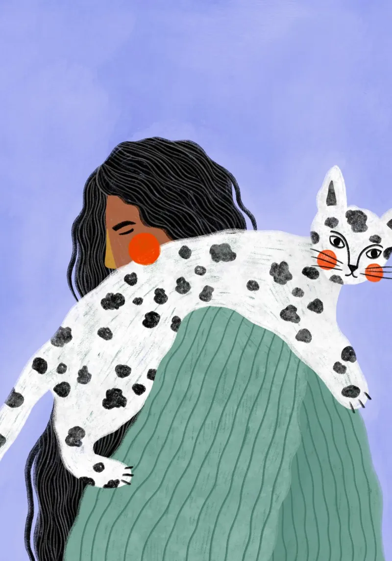 The Woman with the Cat tela con Cornice a cassetta da Bea Mueller