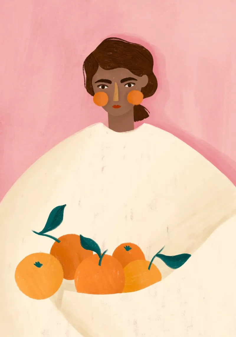 The Woman with the Oranges tela con Cornice a cassetta da Bea Mueller