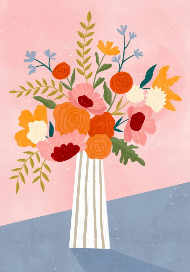 Vase with Flowers Leinwand mit Schattenfugenrahmen von Bea Mueller