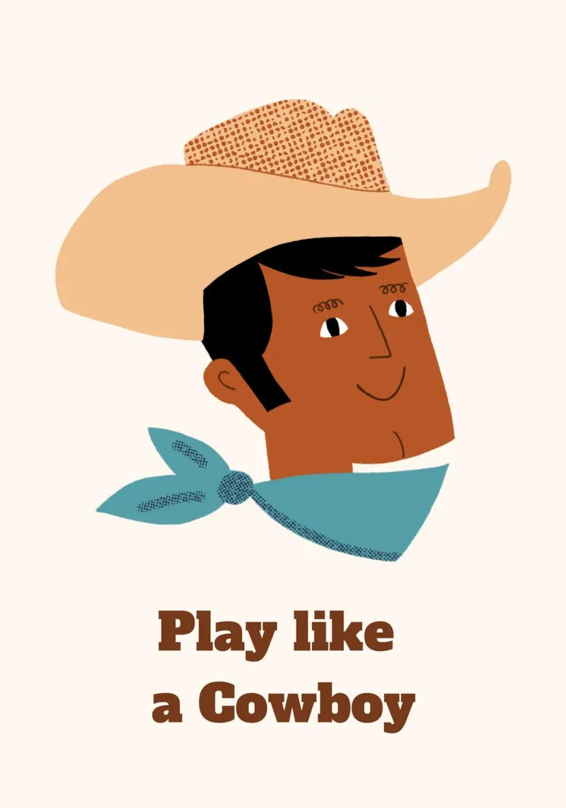 "Poster western per bambini "Gioca come un cowboy poster con telaio in plastica da vintagepod