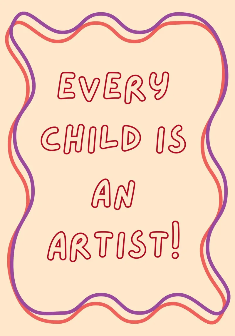 "Ogni bambino è un artista!" Poster per l'aula d'arte tela con Cornice a cassetta da vintagepod