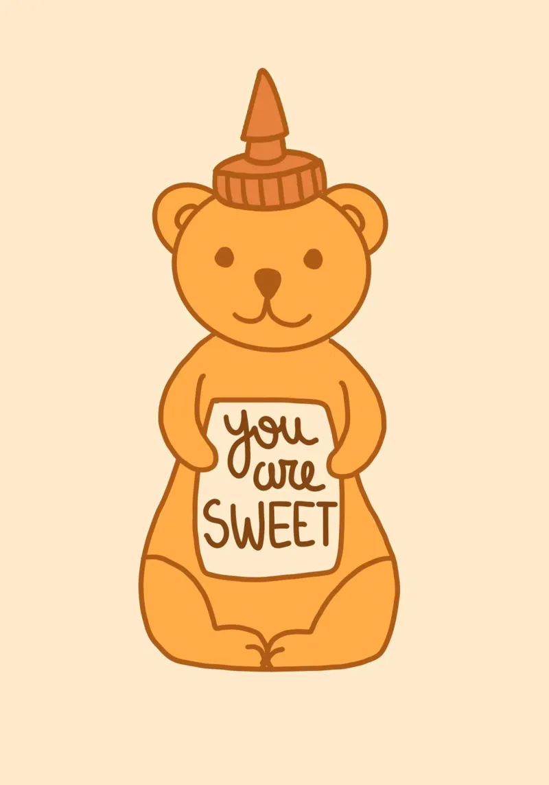 Schattige Honey Bear Jar "You Are Sweet" Kunstdruk canvas met Baklijst van vintagepod