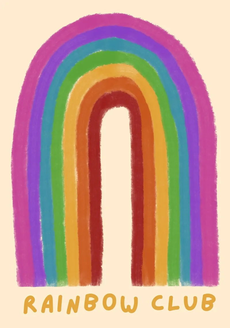 "Rainbow Club" Arte moderna e vibrante per la camera dei bambini poster da vintagepod