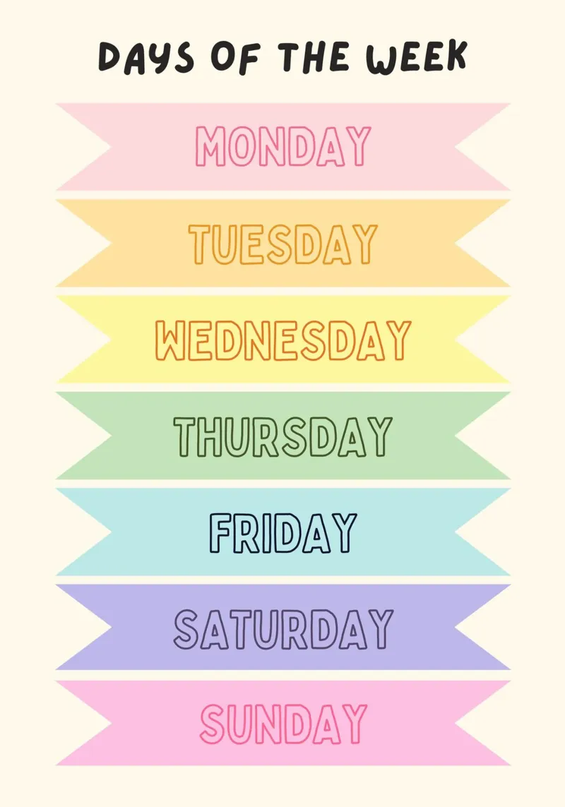 Days of the Week Educational Kids Room Art canvas with Floater frame by vintagepod