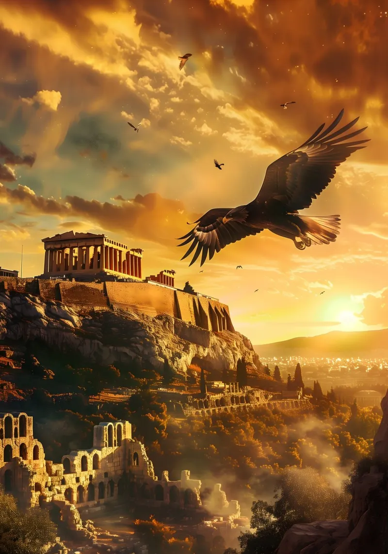 Aquila Atene Acropoli arte mistica fantasy poster da WILD ART
