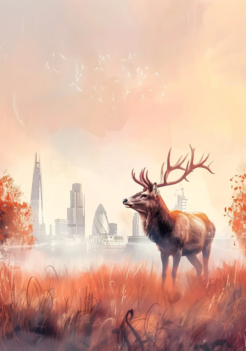 Stag London mystical fantasy art canvas with Floater frame by WILD ART