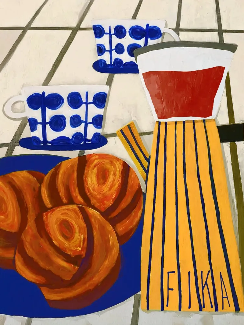 Poster FIKA - pausa caffè scandinava come arte da parete poster con telaio in legno da Studio Sori