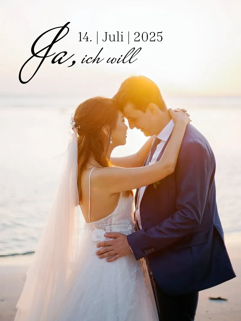 Poster di matrimonio, immagine di matrimonio personalizzata SI, lo voglio poster con telaio in alluminio da Liebesbeweise