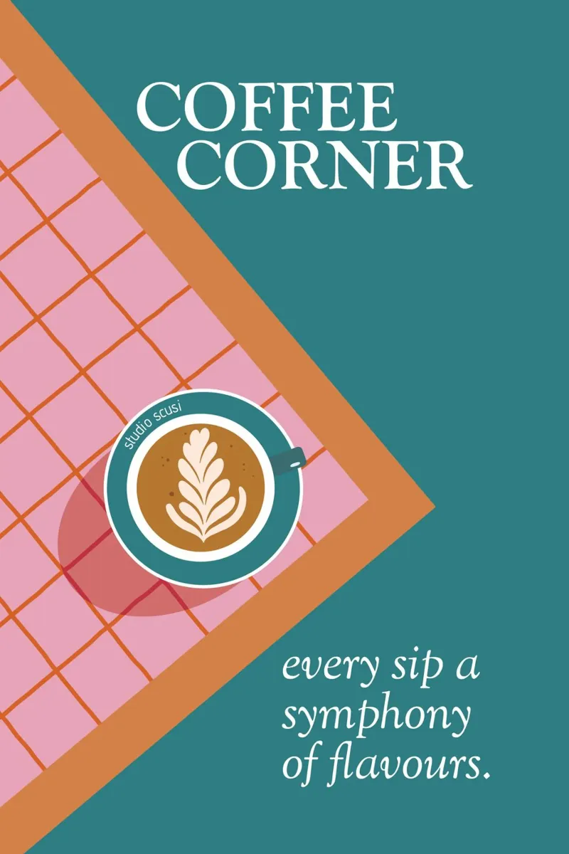 Coffee Corner - Latte Art and Tiles canvas with Floater frame by studio scusi