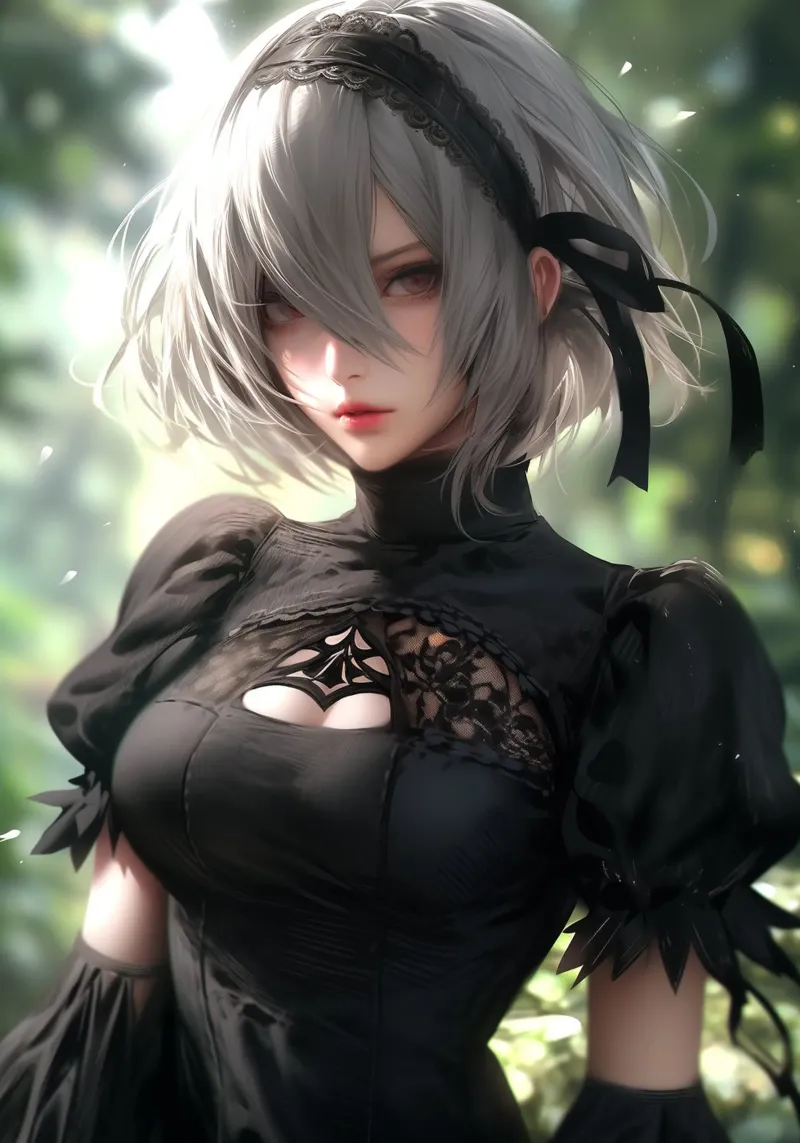 2B Nier Automata canvas met Baklijst van Stellar Creative