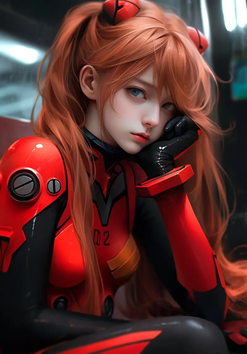 Asuka Langley Soryu Neon Genesis Evangelion canvas with Floater frame by Stellar Creative