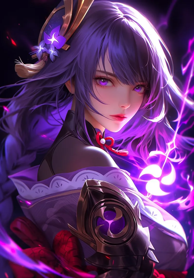 Impatto di Raiden Shogun Genshin tela con Cornice a cassetta da Stellar Creative
