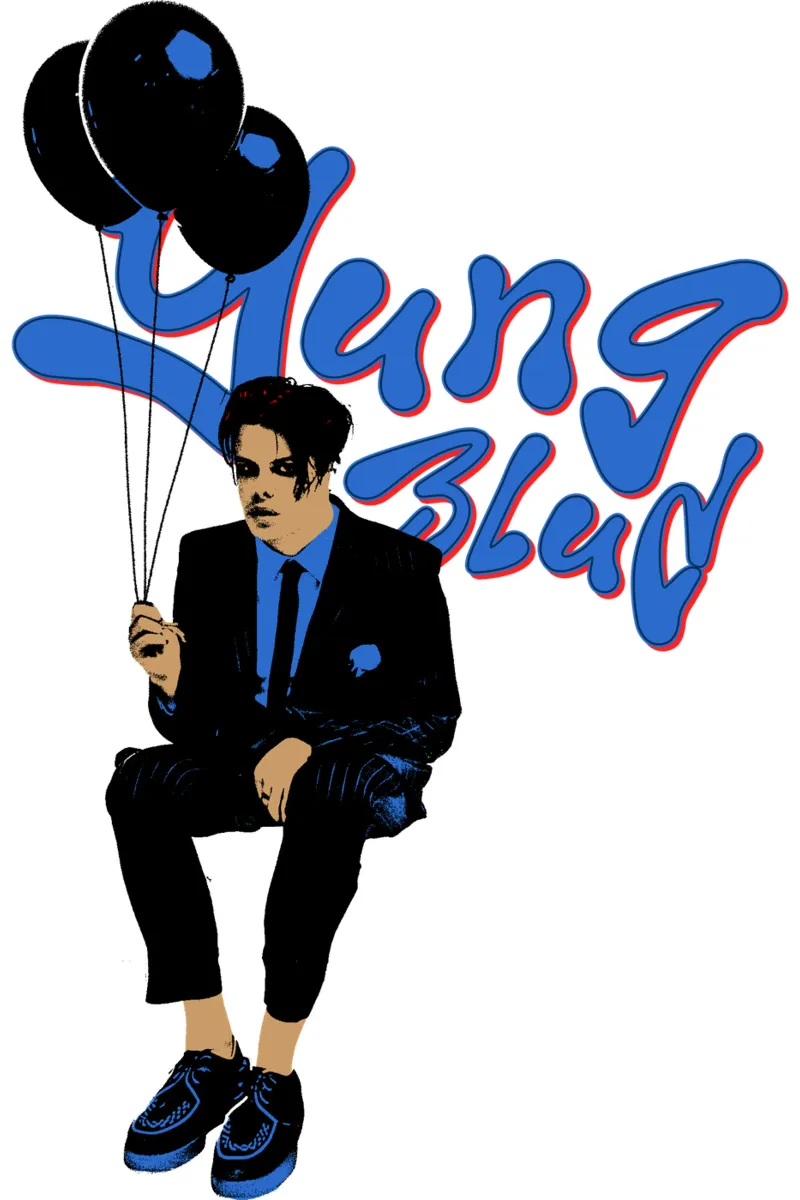 Blauer Ballon - YUNGBLUD Leinwand mit Schattenfugenrahmen von phccpage