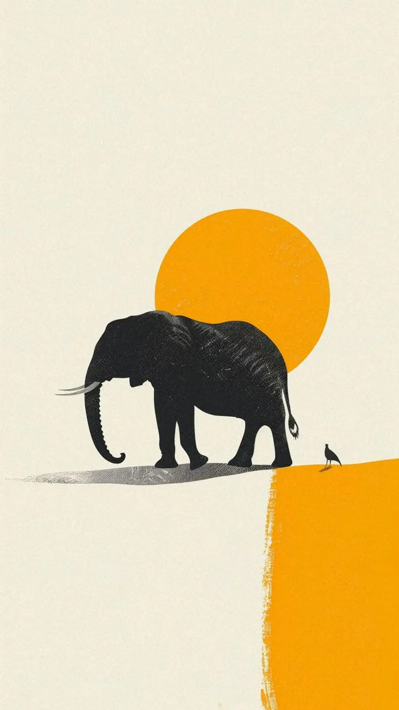 elephant in yellow tela con Cornice a cassetta da chaodays