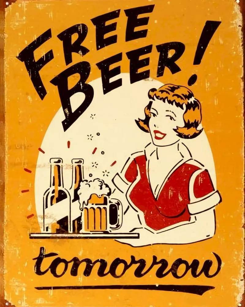 free beer tomorrow canvas with Floater frame by firmana